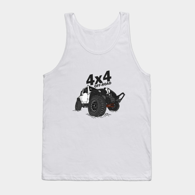 4x4 Off Road Jeep White Tank Top by 4x4 Sketch